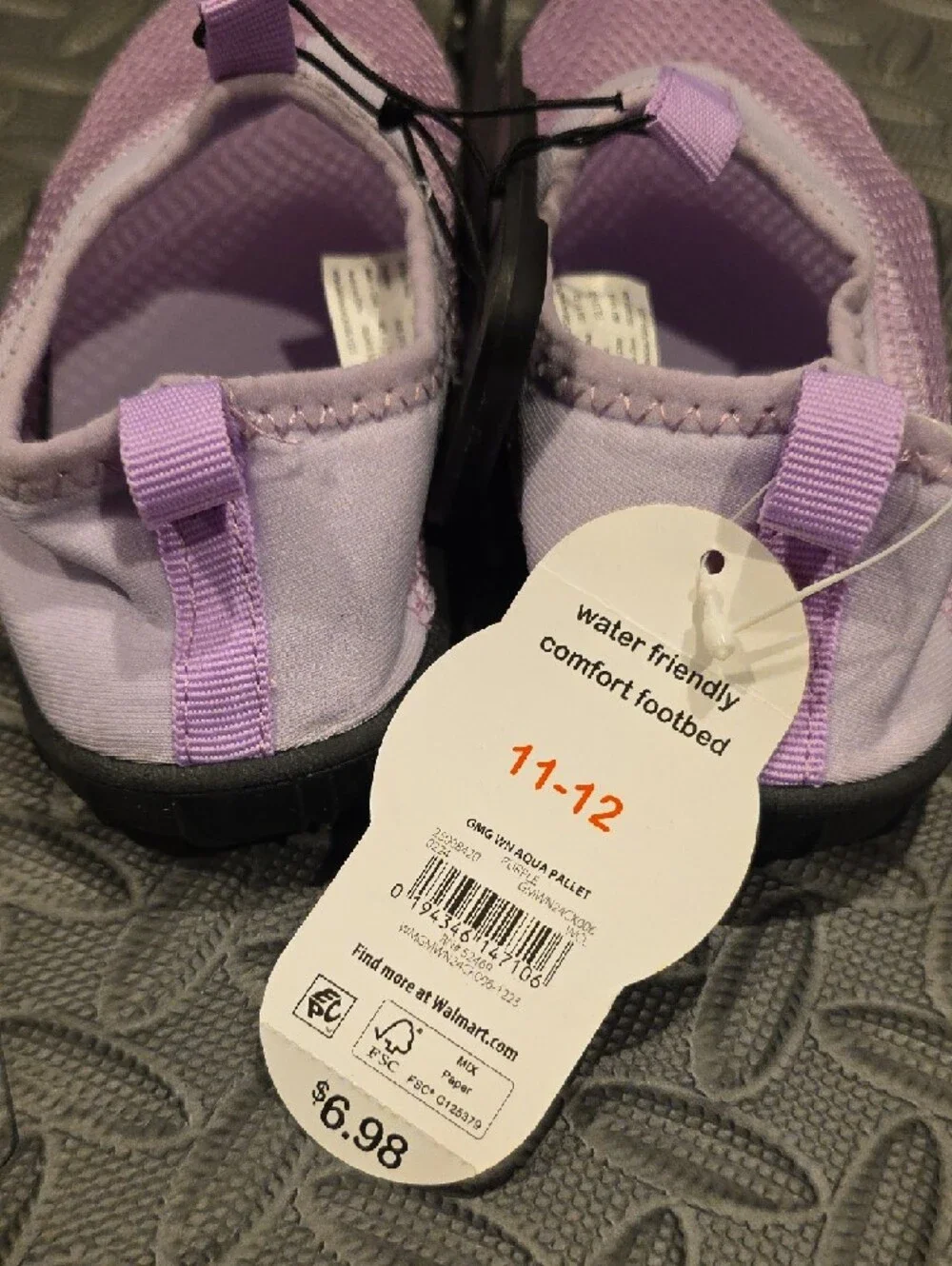 wonder nation Lavender Mesh Kids Water Shoes with Black Sole